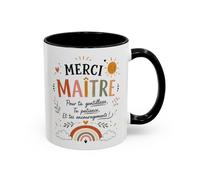 Teecustom Tasse Merci Maître - Mug Remerciement École Primaire - Cadeau Fin d’Année Enseignant Homme 325ml Noir Bleu Rouge