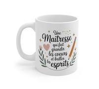 Teecustom Tasse Merci Maîtresse - Cadeau Fin d’Année Original - Fait Grandir les Cœurs et Briller les Esprits - Mug 325ml