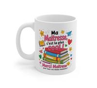 Teecustom Tasse Merci Maîtresse - Mug Cadeau Fin d’Année École Primaire - Remerciement Enseignante 325ml