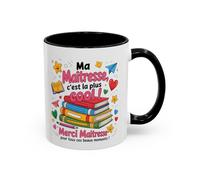 Teecustom Tasse Merci Maîtresse - Mug Cadeau Fin d’Année École Primaire - Remerciement Enseignante 325ml Noir Bleu Rouge