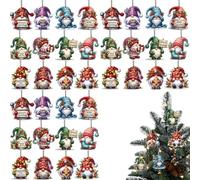 Teegxddy 36 pièces Petit nain Décoration Sapin Noel, Bricolage Pendentifs Lutin de Noel, Mini Gnomes Suspensions pour Sapin de Noël, DIY Figurine Ornement Sapin Sujet de Noël Kit
