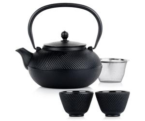 Teekanne mit emailliertem Sieb und Tassen CAST LINE 1 l / 60 ml, 4 Stück.