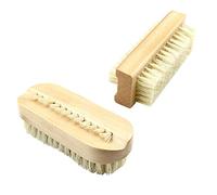 TEEKU Lot de 2 petites brosses en bois pour le bain, le visage, le bain, la vaisselle, le savon pour évier de cuisine avec porte-éponge (beige, taille unique)