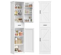 TEENFON Colonne de Cuisine 40 cm, Armoire Haute Étroite Rangement, Meuble Colonne avec 1 Tiroir et Étagères Réglables, Buffet Haut pour Cuisine, Salle à Manger, Blanc 40x30x170 cm
