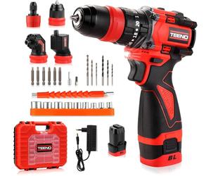 TEENO 18 V Brushless Multifonctionnel Kit de perceuse-visseuse sans fil, Système Multi-Têtes, 20+3 Couple, 45 Nm, 2 Vitesses, Adaptateur Offset