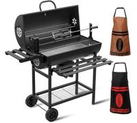 TEENO Barbecue Charbon de Bois Upgraded | Grill à Charbon avec Couvercle | Thermomètre,Tiroir à Cendres,Gants anti-brûlures, Évent Réglable