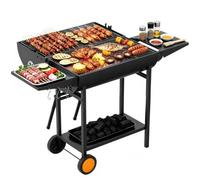 TEENO Barbecue charbon double grille XXL, Barbecue à Charbon de Bois