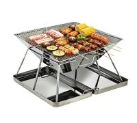 TEENO Barbecue Portable Barbecue à Charbon, Pliable Barbecue Grille Inox