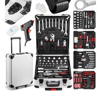 TEENO Caisse à Outil | 1000 Pièces Boite à Outils en Chrome Vanadium | Outil Multifonction avec Valise Aluminium et Poignée Télescopique