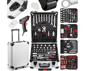 TEENO Caisse à Outil | 1000 Pièces Boite à Outils en Chrome Vanadium | Outil Multifonction avec Valise Aluminium et Poignée Télescopique
