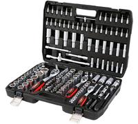 TEENO Caisse à Outils Complète en Coffret Douille de 1/4", 3/8" et 1/2"(72 Dents), CR-V 172 Pièces Coffret de Douille et Embouts avec liquet
