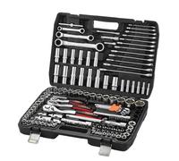 TEENO Caisse à Outils Complète en Coffret Douille de 1/4", 3/8" et 1/2", CR-V 151 Pièces Coffret de Douille et Embouts avec 3 liquet Doubles, Outillage Mécanique pour Réparation Voiture Auto