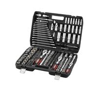 TEENO Caisse à Outils Complète en Coffret Douille de 1/4", 3/8" et 1/2", CR-V 216 Pièces Coffret de Douille et Embouts avec liquet, Rallonges, Outillage Mécanique pour Réparation Voiture Auto