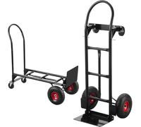 TEENO Chariot Pliable 2 en 1 Multifonction, Chariot à Plateforme,Capacité de Charge de 350 kg, en Métal, avec Poignée en Caoutchouc, pour Entrepôts