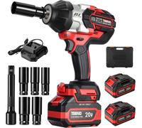 TEENO hoc sur Batterie 1300Nm Boulonneuse a Choc,1/2" avec Deux Batteries 4,0 Ah,Perceuse Visseuse Sans Fil avec 5 Douilles(17/19/21/22/24mm)