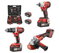 TEENO hocs Brushless+ Perceuse a Percussion+Meuleuse D'angle Brushless 3 outils 20V