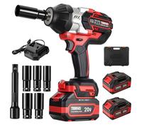 TEENO hocs Sans Fil 1300 Nm, Boulonneuse à Choc 1/2" Brushless 20 V, 2 Batteries 4,0 Ah, 5 Douilles à Choc 17-24 mm + Rallonge, Coffret - Voiture, Camion, Tondeuse