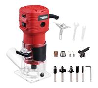 TEENO Défonceuse Affleureuse Électrique 800W 15000-32000 RPM Avec Housse Anti Poussière, Affleureuse à Bois Avec 5 Fraises à Défoncer Queue de 1/4", 6 Vitesses Variables, Base Fixe Mèches 6/6.35mm