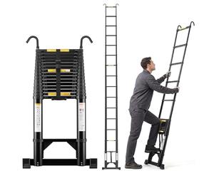 TEENO Échelle Telescopique 6.2 M, Escabeau Telescopique Pliable en Aluminium avec Barre Stabilisatrice et Crochet Amovible, Charge Max 150 kg