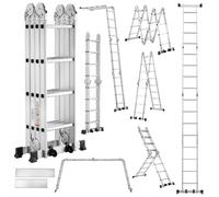 TEENO Échelle télescopique 7 en 1, Échelle Transformable 4,7 m, 2 marches épaisses