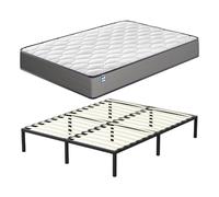 TEENO Ensemble 140x200cm Matelas à ressorts +Sommier à Lattes sur Pieds