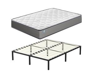 TEENO Ensemble 140x200cm Matelas à ressorts +Sommier à Lattes sur Pieds