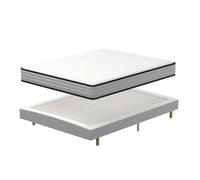 TEENO Ensemble 160x200 cm Matelas en Mousse+ Lit Sommier Tapissie