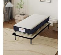 TEENO Ensemble Composè:Matelas a Memoire de Forme Matelas+Sommier à Lattes sur Pieds-4 Pieds Inclus(Ensemble 90x190, 22)