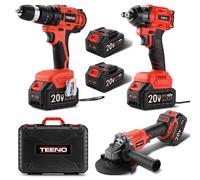 TEENO Ensemble d'outils 3 pièces 20 V (meuleuse d'angle lithium-ion + perceuse sans mandrin