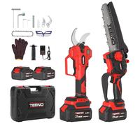 TEENO Ensemble d'outils de jardinage 2 en 1 : mini-scie sans fil de 6 pouces + sécateur