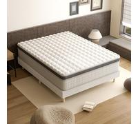 TEENO Ensemble Lit 140×190 | Matelas Hybride 25cm 7 Zones + Sommier Tapissier 2×14 Lattes | Dureté Moyenne Oeko-TEX
