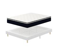 TEENO Ensemble Matelas à ressorts+ Lit Sommier Tapissier Déco 140x190cm