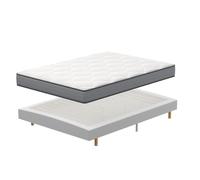 TEENO Ensemble Matelas à ressorts+ Lit Sommier Tapissier Déco 160x200cm