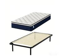 TEENO Ensemble Matelas à ressorts +Sommier à Lattes sur Pieds, 90x190cm