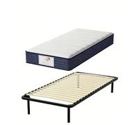 TEENO Ensemble Matelas à ressorts +Sommier à Lattes sur Pieds, 90x190cm