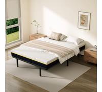 TEENO Ensemble matelas double en mousse de 17 cm + sommier à lattes larges 160x200 cm