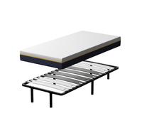 TEENO Ensemble matelas double en mousse de 17 cm + sommier à lattes larges 90x190 cm