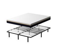 TEENO Ensemble matelas double en mousse de 21 cm + sommier à lattes larges 160x200 cm