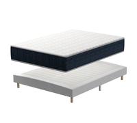 TEENO Ensemble Matelas en Mousse 140x190x28 cm+Sommier à Lattes volige,9 Pieds