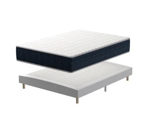 TEENO Ensemble Matelas en Mousse 140x190x28 cm+Sommier à Lattes volige,9 Pieds