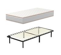TEENO Ensemble Matelas en mousse + Sommier à Lattes 90x190cm, Epaisseur du Matelas 18 cm