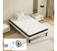 TEENO Ensemble Matelas et Sommier 90x190cm,Matelas à Ressorts ensachés