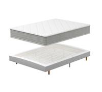 TEENO Ensemble Sommier et Matelas 160x200 cm, Lit 2 Personnes Complet avec Sommier Tapissier et Matelas Memoire de Forme, Confort, Respirant (Matelas 160x200x25+Sommier)