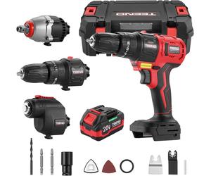 TEENO Kit Combiné Sans Fil 20V, Outil Multifonction 3-en-1 avec Perceuse hocs et Outil Oscillant, Inclus 1 Batterie 3,0 Ah et Chargeur