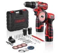 TEENO Kit perceuse à percussion & meuleuse d’angle sans fil 16,8 V | 25+1 couples 45 Nm, meuleuse 19500 tr/min, 2 batteries incluses, pour bricolage, menuiserie et réparation auto