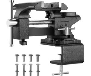 TEENO Largeur de mors 113 mm Vérin d'établi en acier moulé, force de serrage 2000 kg, amovible,socle d'établi, pivotant et polyvalent