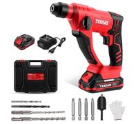 TEENO Marteau perforateur sans fil, 2 batteries et chargeur, puissance de frappe 1,2 J, capacité de perçage pour béton 14 mm