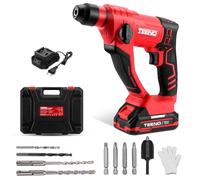 TEENO Marteau Perforateur Sans Fil SDS-Plus 20V,Φ14MM Dans le Béton, 1000 tr/min,Lampe de travail à LED avec 1 Batterie 2.0Ah et 1 Chargeur