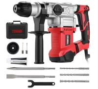 TEENO Marteau Perforateur SDS-Plus 1500W,6 Vitesse Variable avec 4 Fonctions, 4500BPM,Câble de 2 mètres, Embrayage de Sécurité & Technologie Anti-vibration