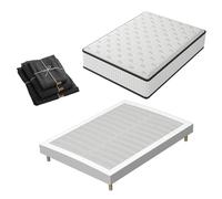 TEENO Matelas à mémoire de Forme et sommier 90x190 Ensemble, Matelas 90x190 et Parure de lit 4 pièces